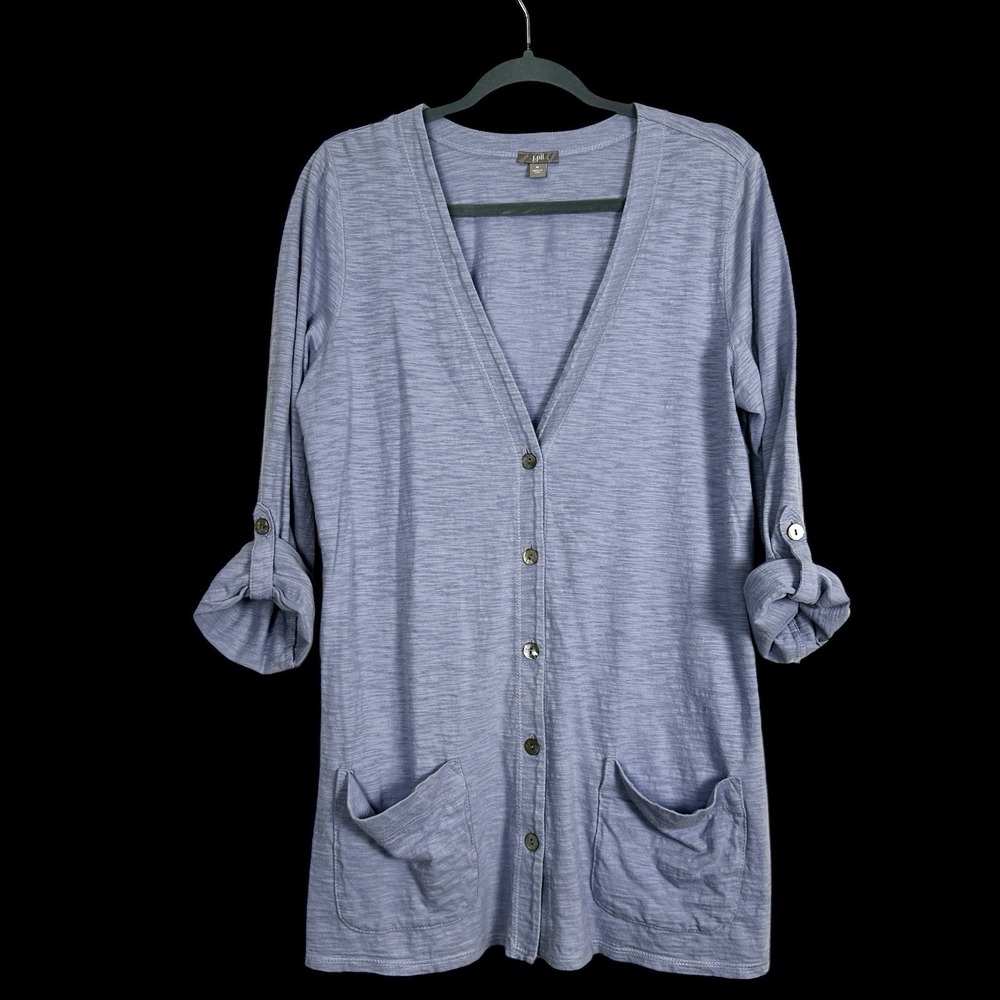 J. Jill - Periwinkle Lightweight Cardigan - Mid-length & Tab Sleeve - Medium